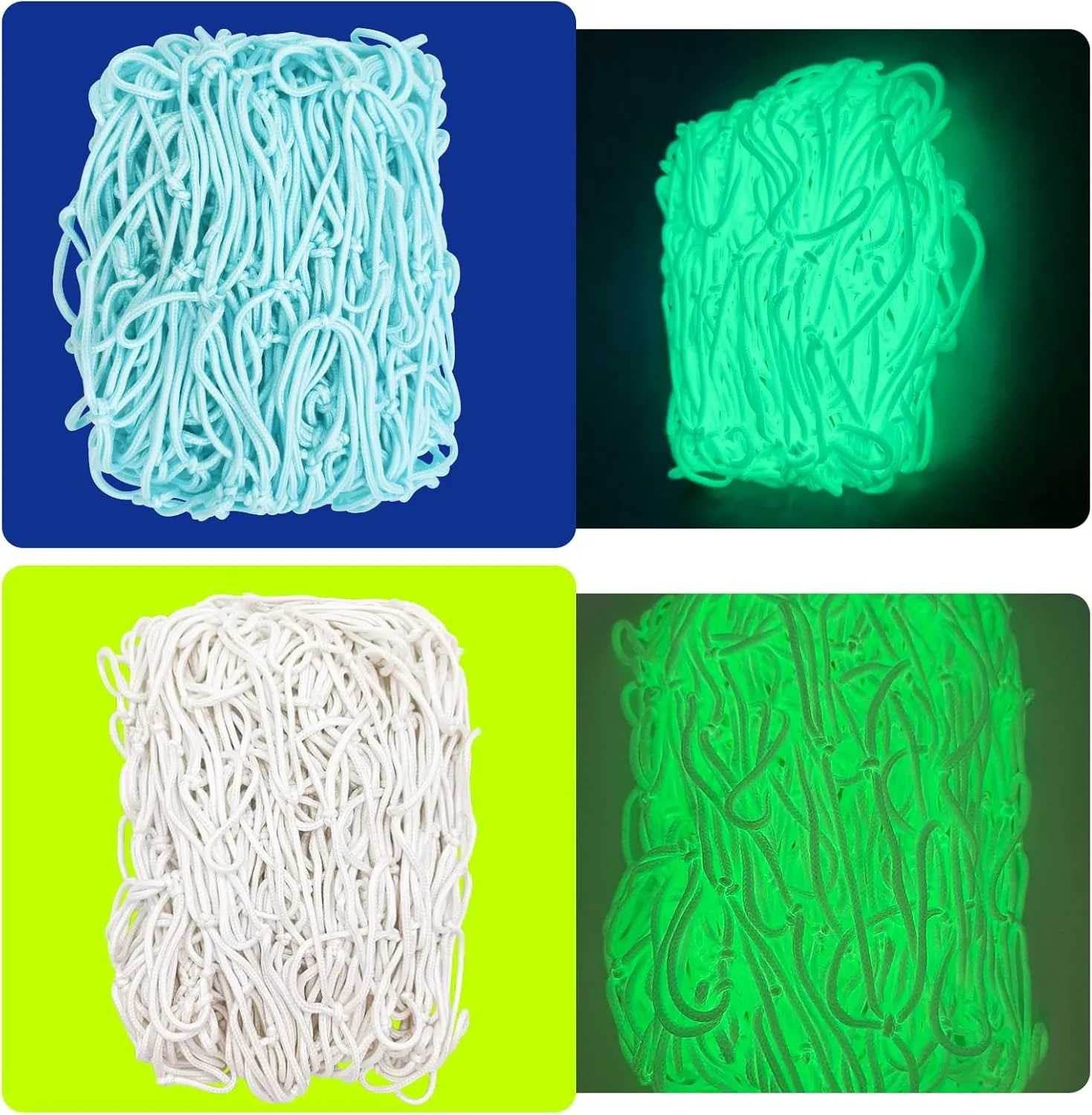 Glow in The Dark Soccer Net,Luminous Soccer Goal,Soccer Goals for Backyard,Soccer Net Replacement,12x6 and 6'x4 Soccer Goal Net Replacement,Post Not Included.