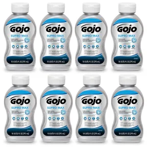 GOJO SUPRO MAX Hand Cleaner, 10 fl oz Heavy Duty Hand Cleaner Squeeze Bottle (Pack of 8) - 7278-08