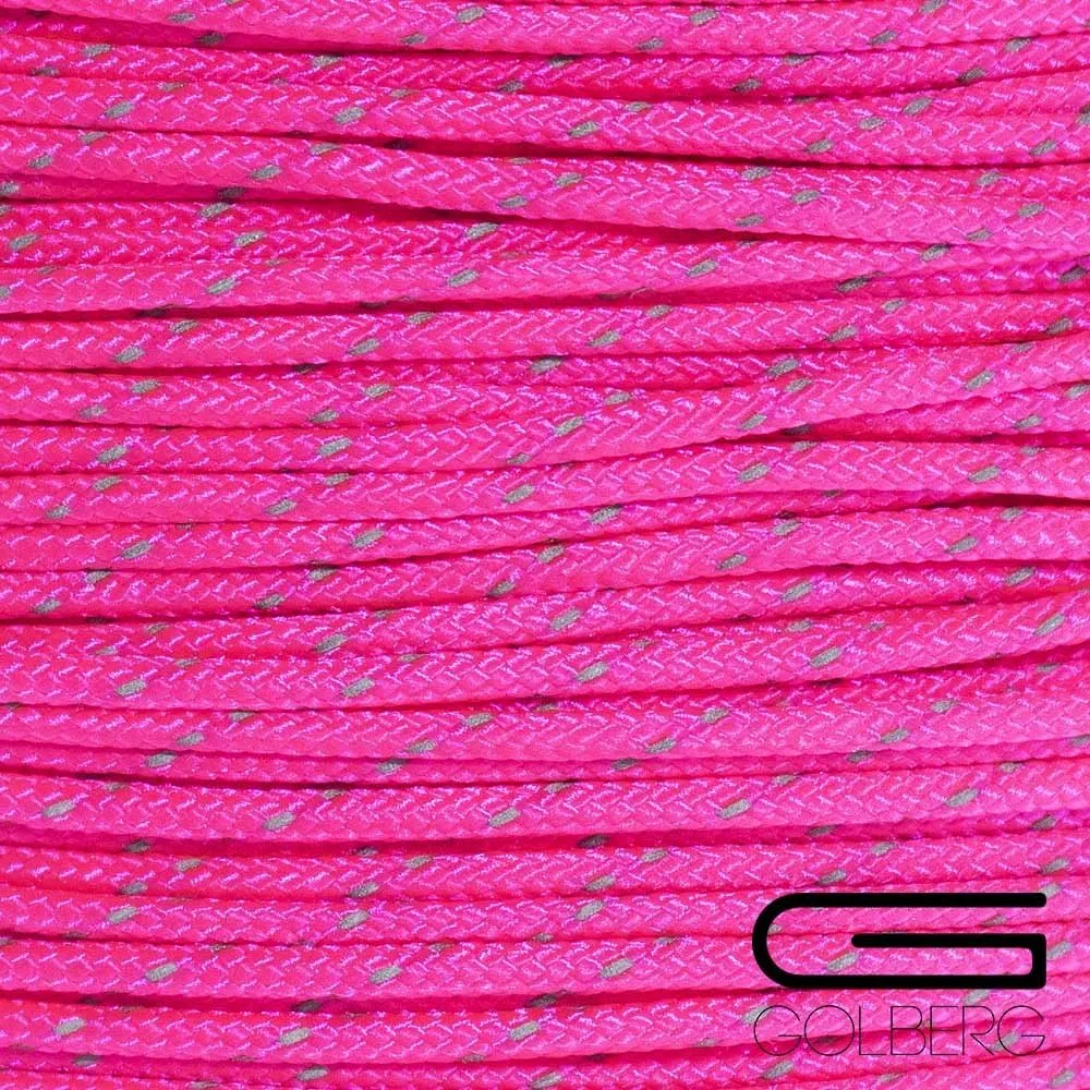 GOLBERG G 1.8mm Fluorescent Reflective 95lb Paracord – 1.8mm Cord in 20 Meters – Perfect for Guyline, Tent Rope, Camping, Hiking – (Reflective Acid Purple/Neon Pink/Neon Turquoise)