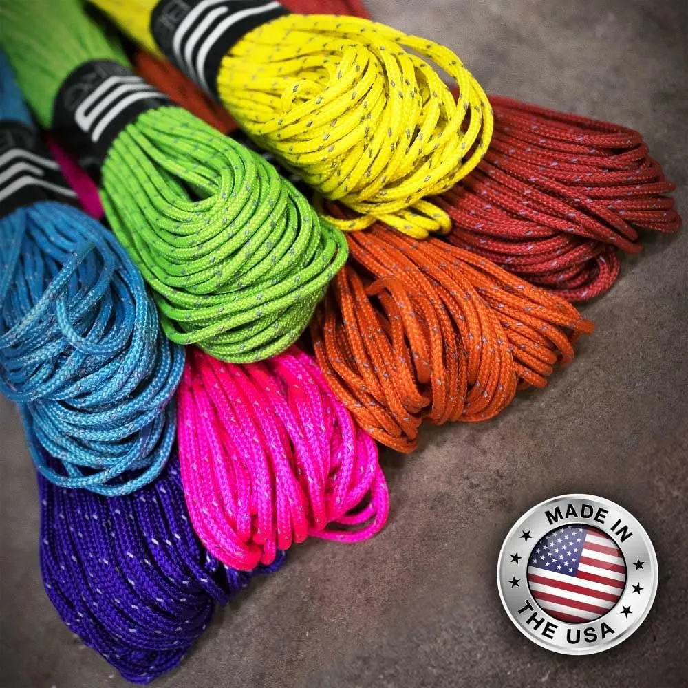 GOLBERG G 1.8mm Fluorescent Reflective 95lb Paracord – 1.8mm Cord in 20 Meters – Perfect for Guyline, Tent Rope, Camping, Hiking – (Reflective Acid Purple/Neon Pink/Neon Turquoise)