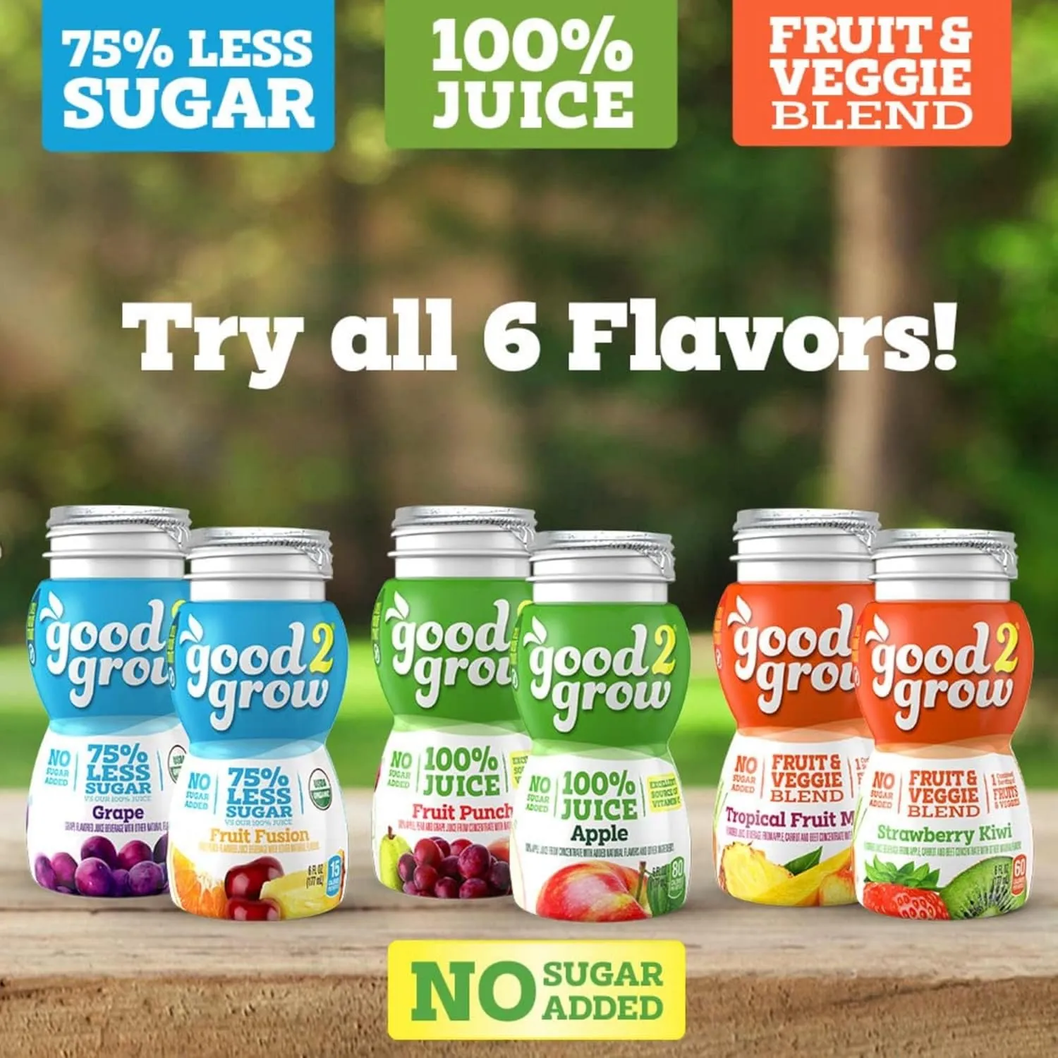 good2grow 100% Apple Juice & Fruit Punch Flavored Juice for Kids- Juice Bottles Bulk 24 Pack, Reusable Bottle, No Sugar Added, Source of Vitamin C- 6 fl oz, Pack of 24 (Spill Proof Tops Not Included)