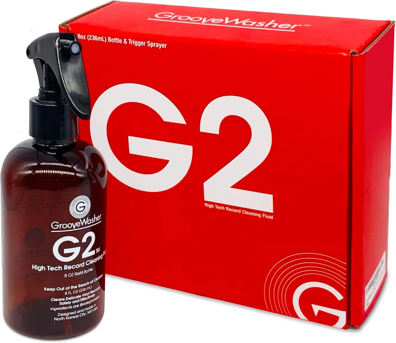 GrooveWasher G2 Record Cleaning Fluid Refill Bottle, 8 fl oz