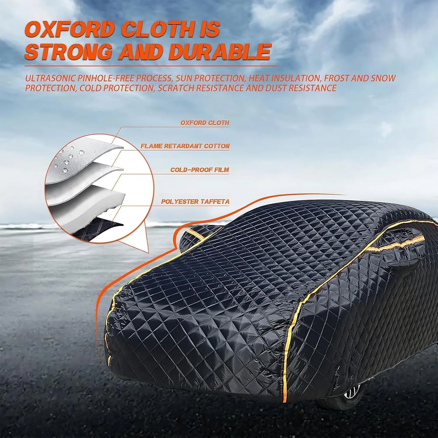 Hail Proof Car Cover for DeTomaso Longchamp,Full Coverage car Cover,rain and Snow Proof,dust Proof,UV Proof, Scratch Proof,Breathable,Thickened,All Seasons