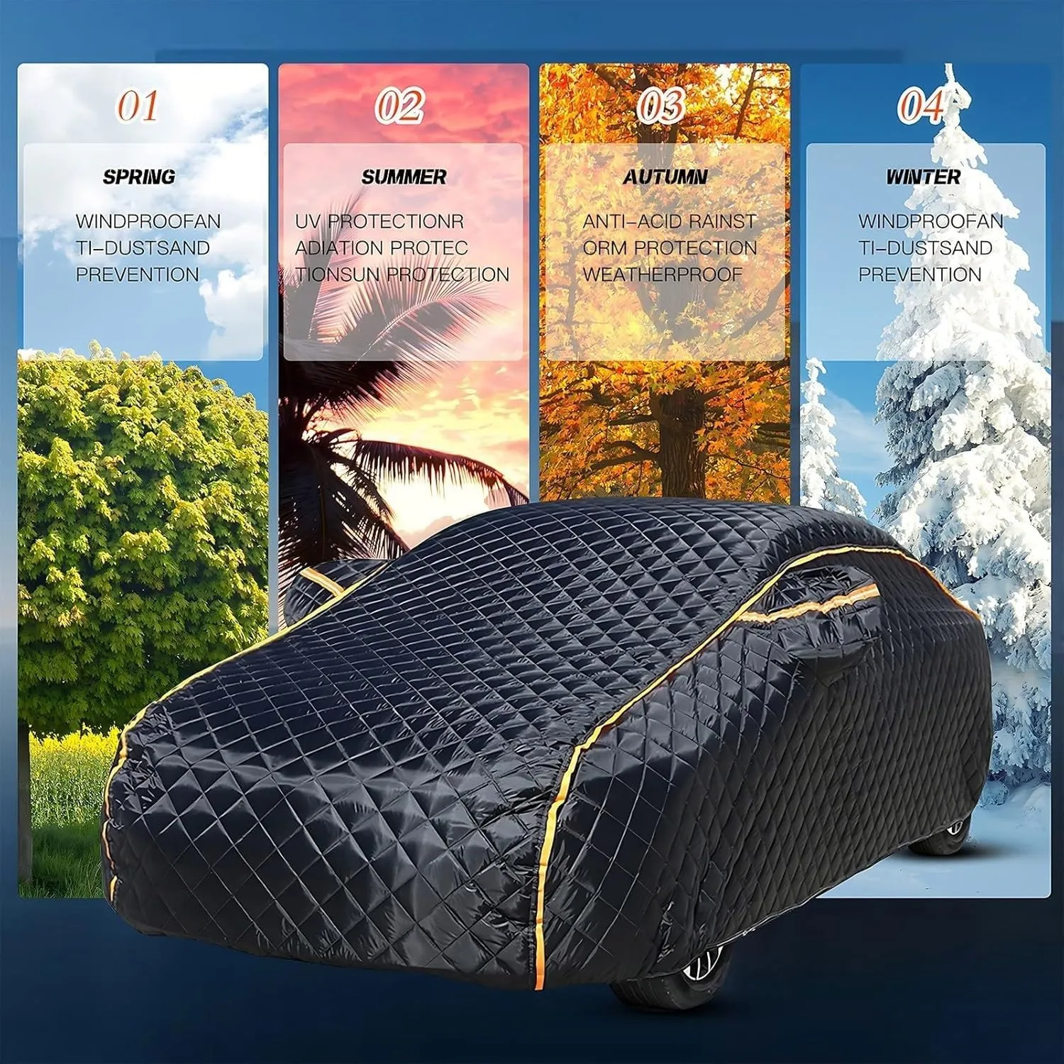 Hail Proof Car Cover for DeTomaso Longchamp,Full Coverage car Cover,rain and Snow Proof,dust Proof,UV Proof, Scratch Proof,Breathable,Thickened,All Seasons
