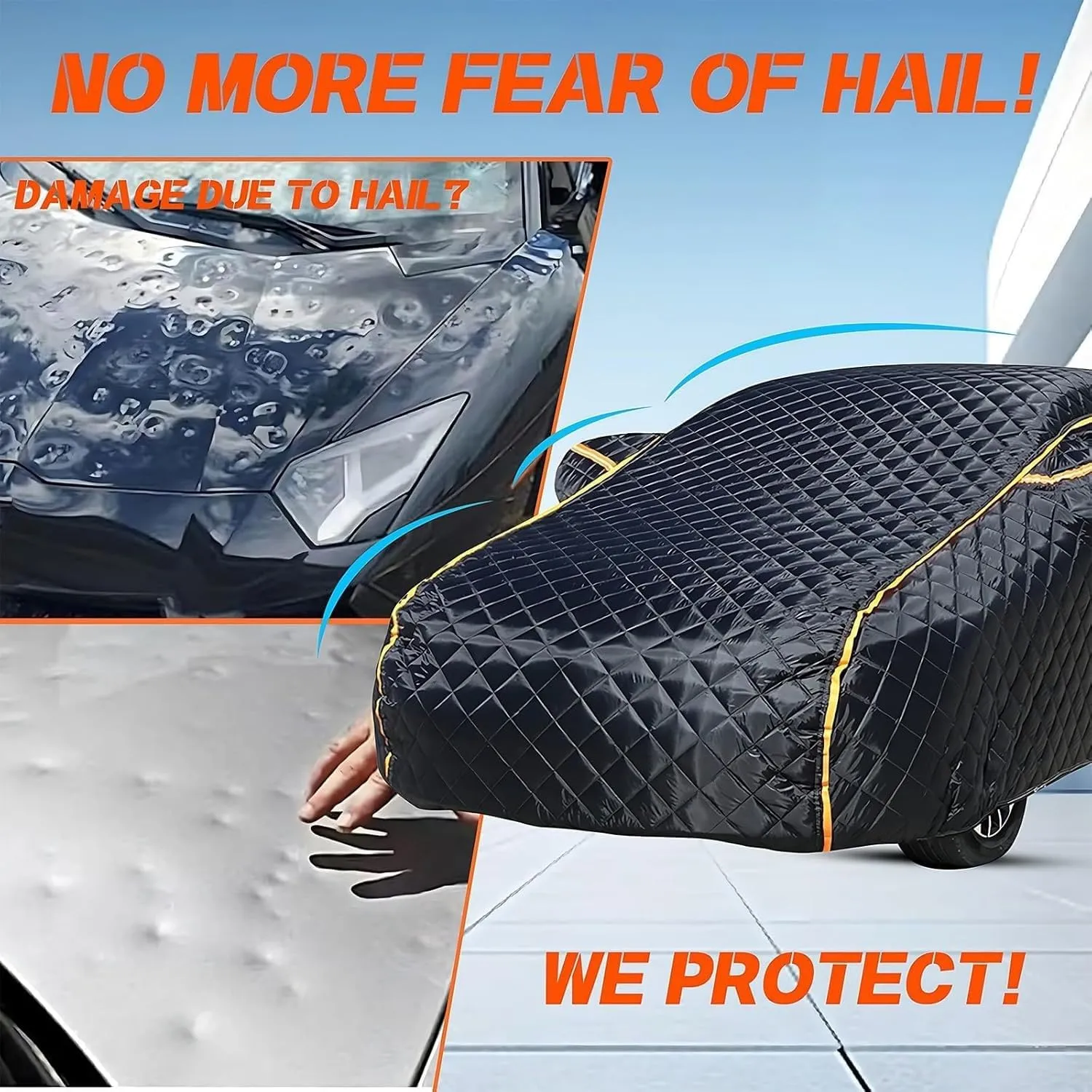 Hail Proof Car Cover for DeTomaso Longchamp,Full Coverage car Cover,rain and Snow Proof,dust Proof,UV Proof, Scratch Proof,Breathable,Thickened,All Seasons