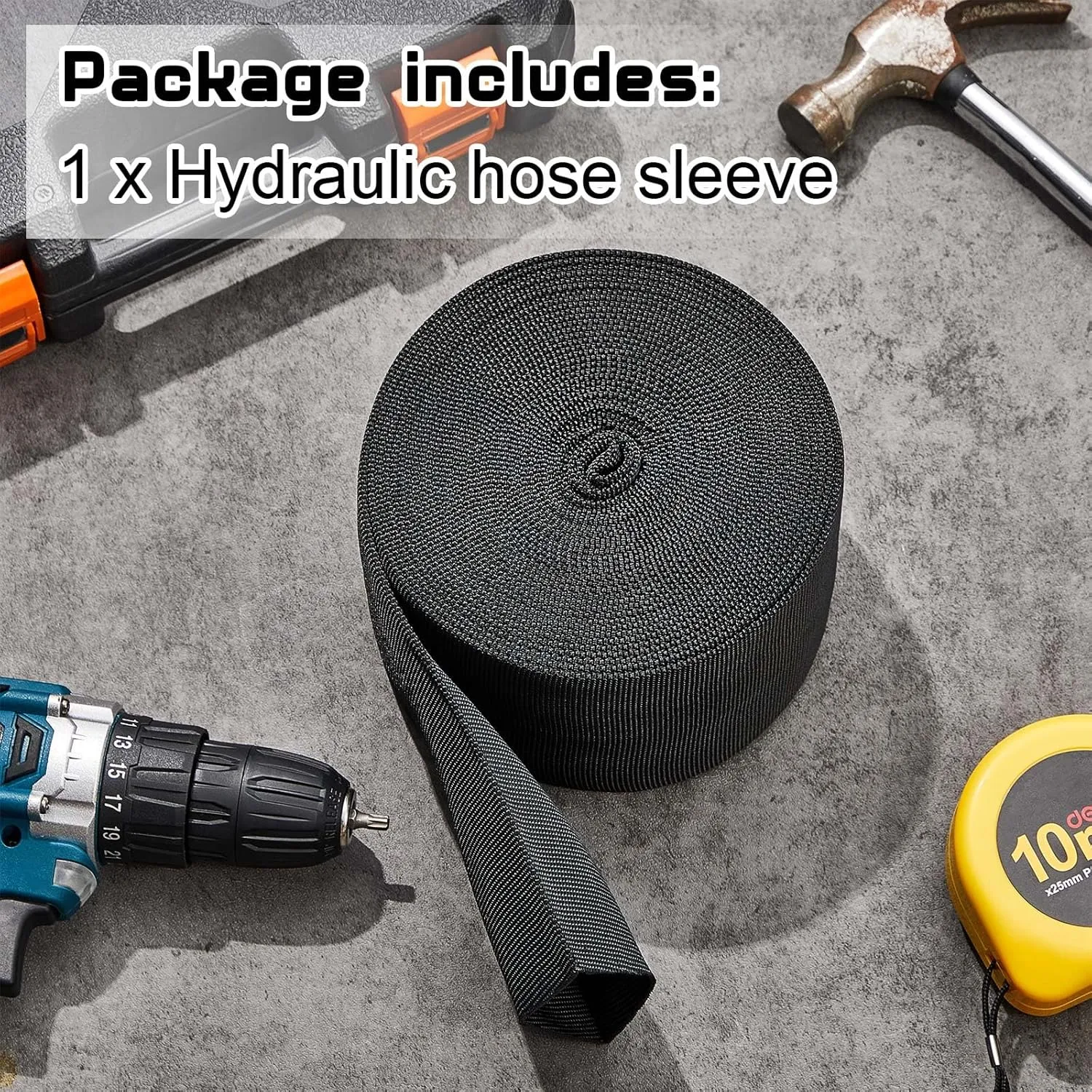 Hanaive 26 ft Nylon Hydraulic Hose Protector Sleeve Tig Torch Cable Cover Black Protective Cover Hose Sheath Hydraulic Wrap Cutting Wire Sheath Sleeve Management Wrap for Cord Tig(2.5 Inch Id)