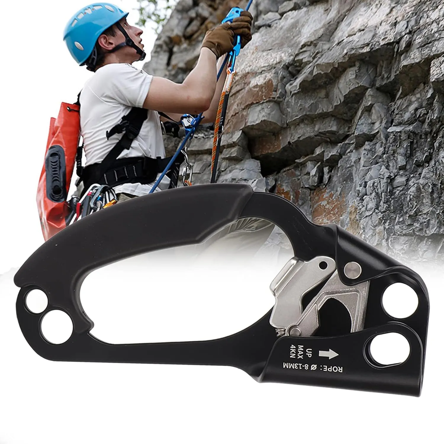 Hand Ascender Stable Fixing Non Slip Strong Grip Spring Rope Ascender Mountaineering Supplies