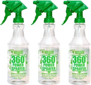 HARRIS Professional Wide Mouth 32oz Empty Spray Bottles for Cleaning Solutions (3-Pack), All-Purpose with Clear Finish, Pressurized Sprayer, Adjustable Nozzle and Measurements