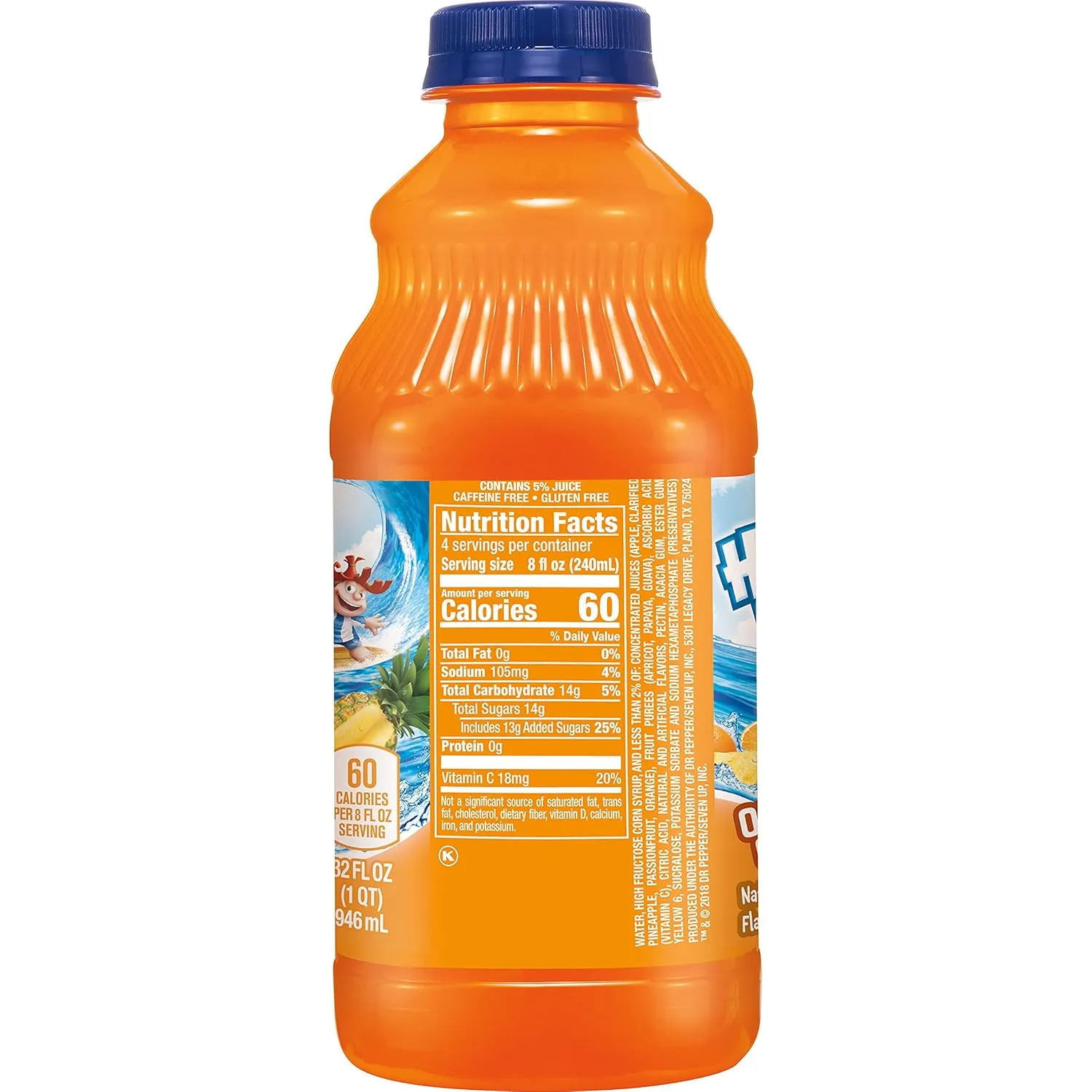 Hawaiian Punch Orange Ocean Fruit Juice Drink, 32 Fl Oz Bottle (Pack Of 12), Caffeine-free, Carbonation-free, Gluten-free, Excellent Source Of Vitamin C, Less Than 100 Calories