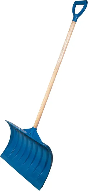 Heavy Duty Multi-Purpose Shovel - Snow, Barn, Grain, Industrial Use - Large Non-Stick Blade & Ash Hardwood D-Grip Handle - Durable & Lightweight Utility Scoop - Blue, 21.8in