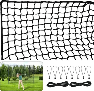Heavy Duty Nylon Golf Hitting Net 10x14FT,Easy Setup Backstop Net with Rope and Elastic Buckle, Sturdy Golf Practice Net,Weatherproof Sports Net for Golf, Baseball, Softball,Hockey, Soccer