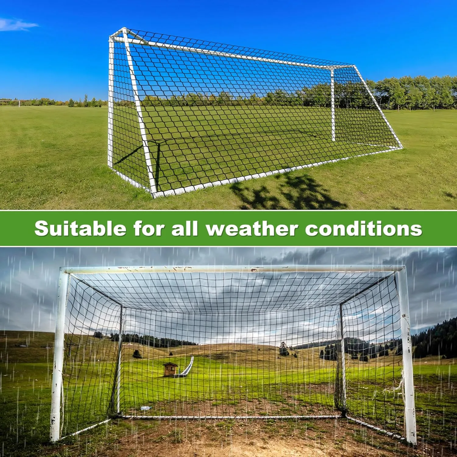 Heavy Duty Nylon Soccer Net, Easy to Install Sport Netting Barrier with Rope and Buckles, 10ft/15ft/20ft/30ft/40ft