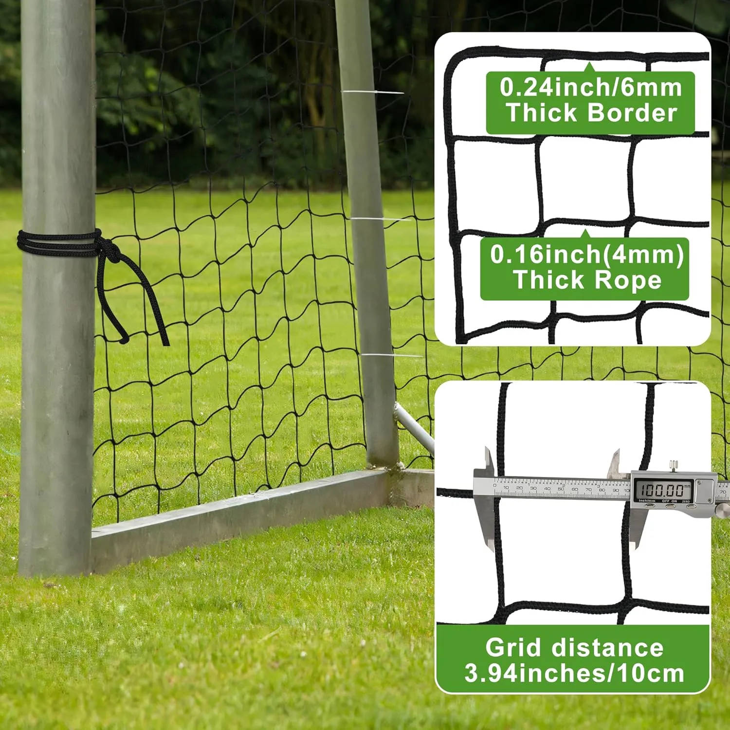 Heavy Duty Nylon Soccer Net, Easy to Install Sport Netting Barrier with Rope and Buckles, 10ft/15ft/20ft/30ft/40ft