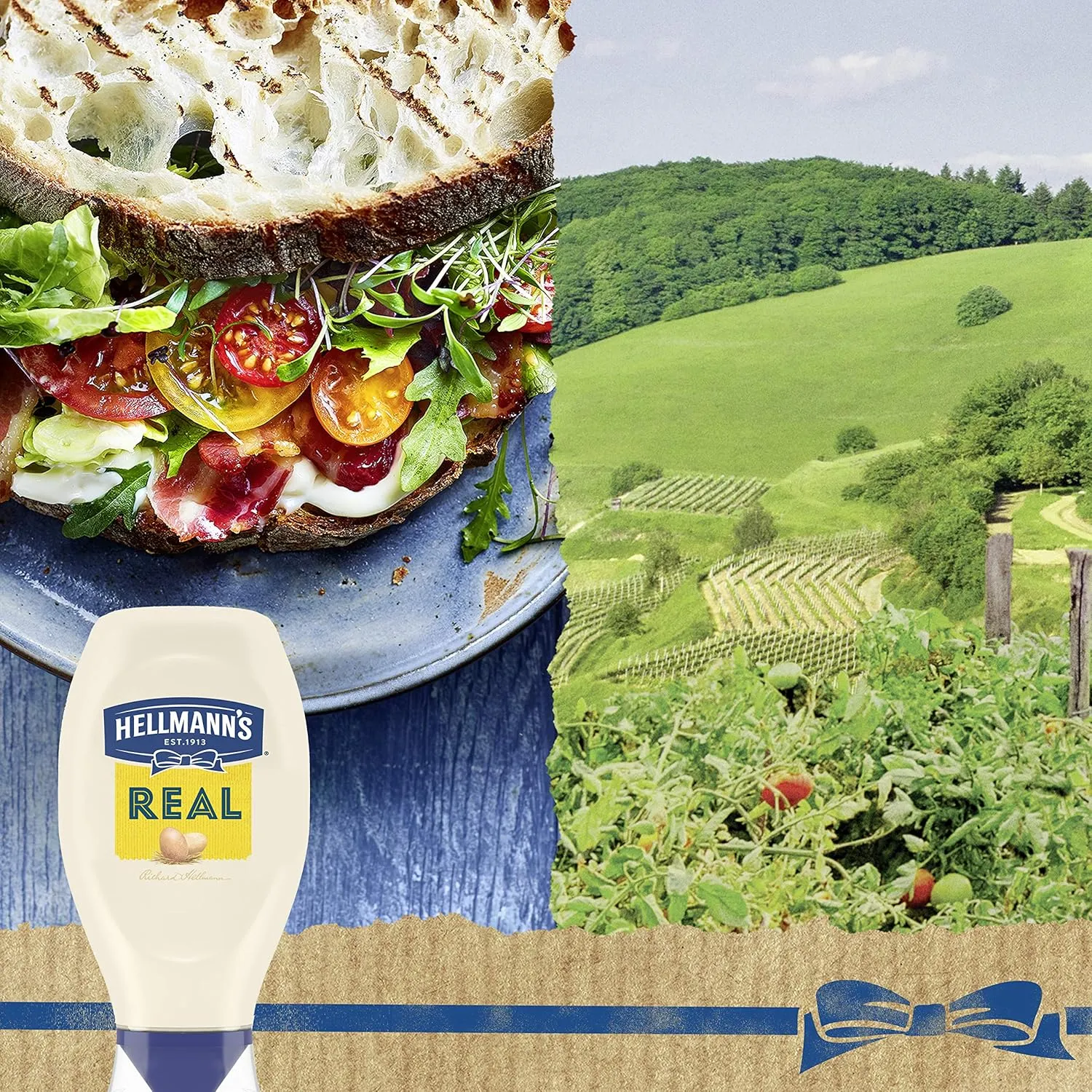 Hellmann's Real Mayonnaise For a Rich Creamy Condiment Real Mayo Squeeze Bottle Gluten Free, Made With 100% Cage-Free Eggs 20 oz (Pack of 2)