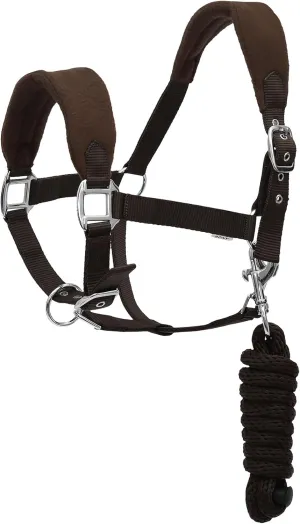 Henri de Rivel Ergonomic Comfort Halter and Lead Rope Set-Brown-Full