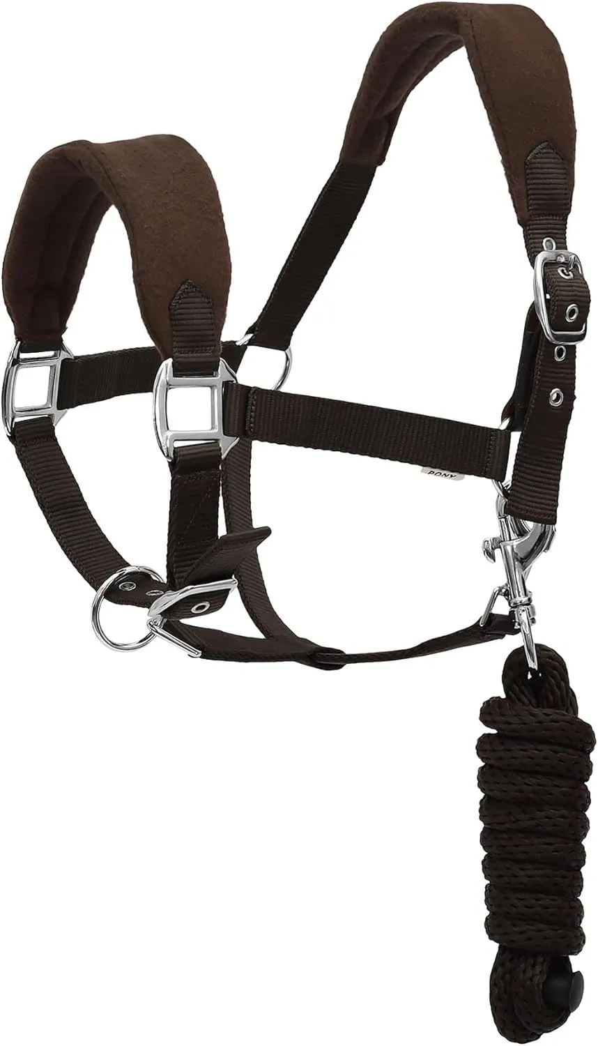 Henri de Rivel Ergonomic Comfort Halter and Lead Rope Set-Brown-Full