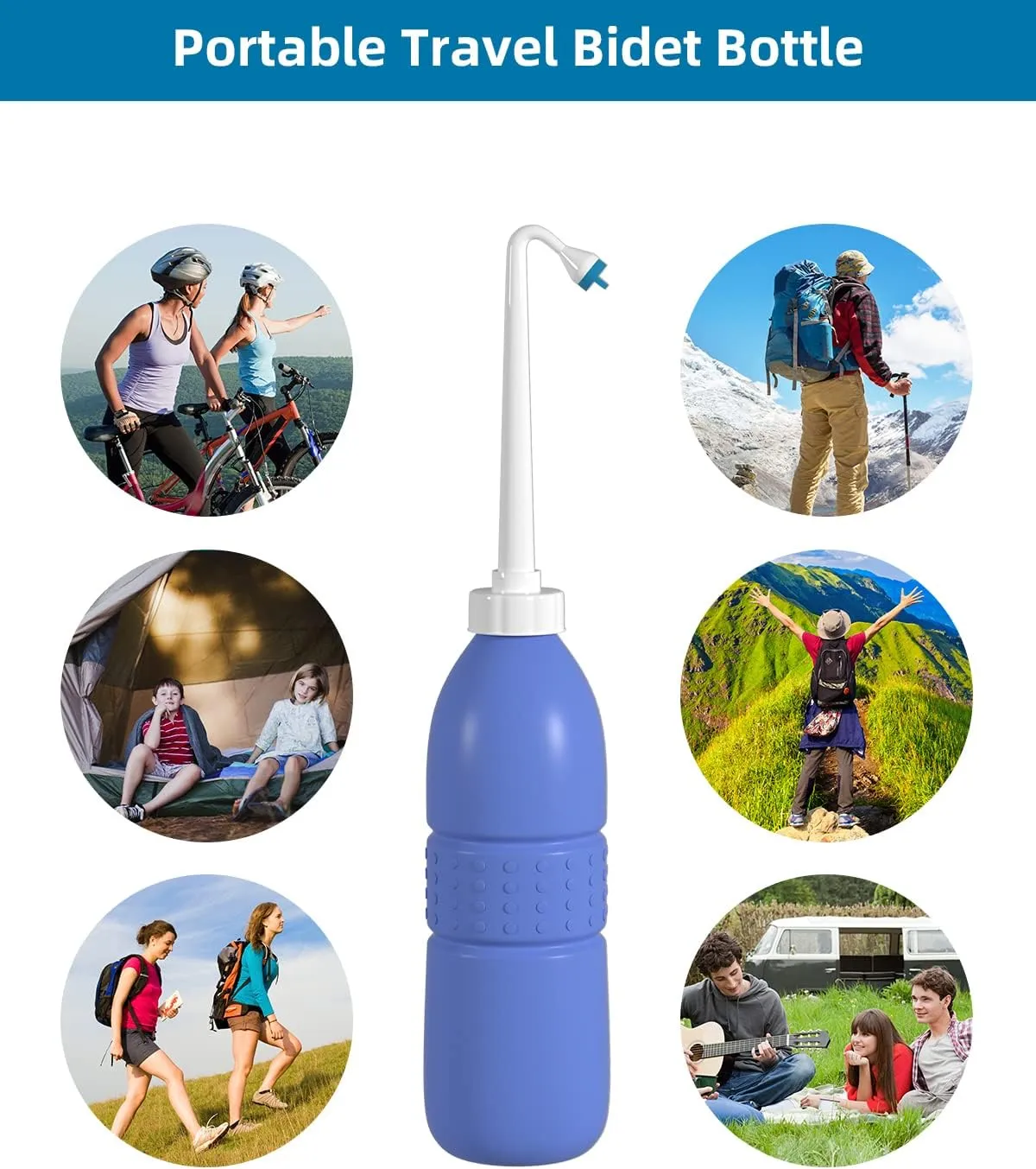 Hibbent 2 Pack Travel Bidet Bottle, Portable Bidet Sprayer Hand held Bidet 620ml for Personal Hygiene Care, On-The-Go Travel Bag Extra Long Pointed Nozzle Spray for Women, Baby and Elderly-Purple