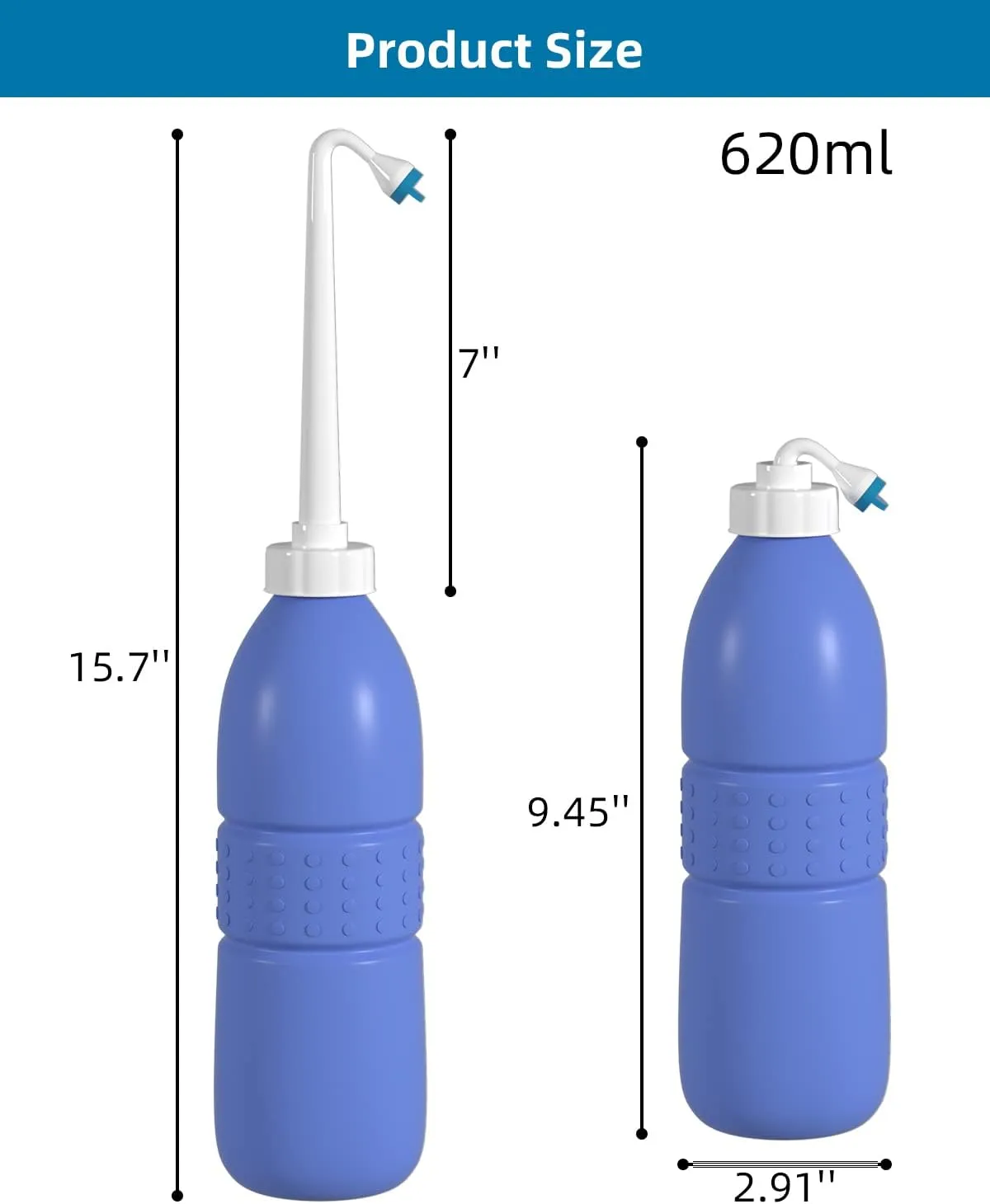 Hibbent 2 Pack Travel Bidet Bottle, Portable Bidet Sprayer Hand held Bidet 620ml for Personal Hygiene Care, On-The-Go Travel Bag Extra Long Pointed Nozzle Spray for Women, Baby and Elderly-Purple