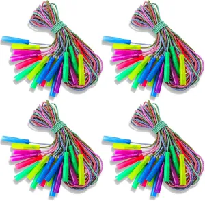 Honoson Rainbow Jump Rope Bulk Gift for Kids 7.8ft Nylon Stripe Ropes with Handle Adjustable Colorful Party Favor Christmas Charity Gift Box Outdoor Indoor Fun Game Exercise Fitness Activity