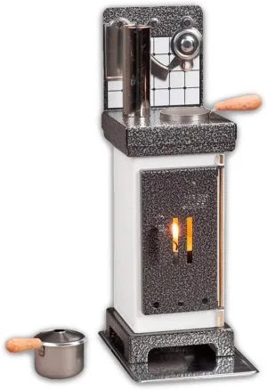 HUSS Miniature Steel Stove Oven German Incense Smoker Burner Aromatherapy Oil Diffuser (White/Silver)