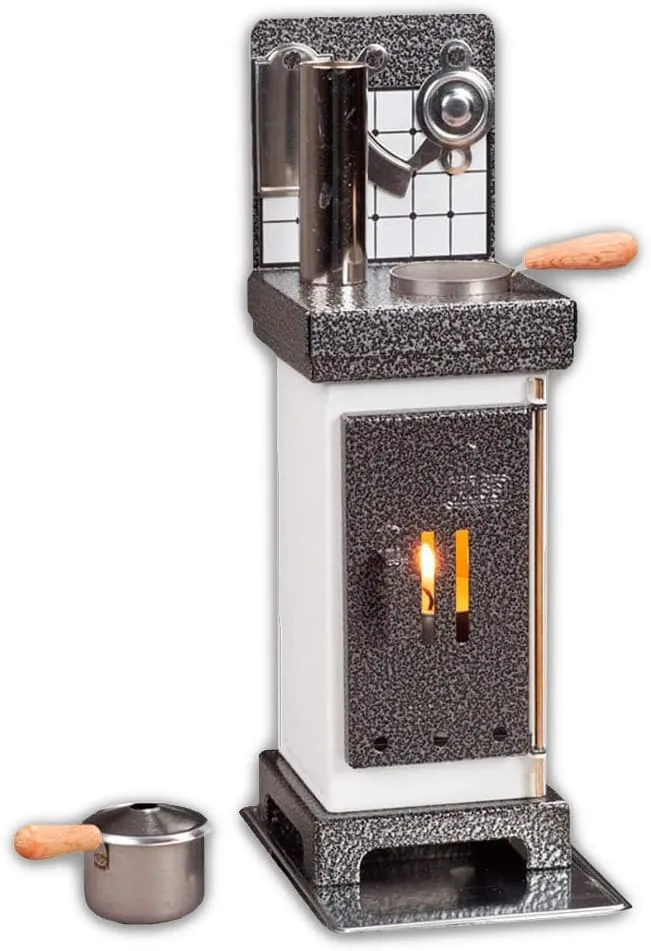 HUSS Miniature Steel Stove Oven German Incense Smoker Burner Aromatherapy Oil Diffuser (White/Silver)