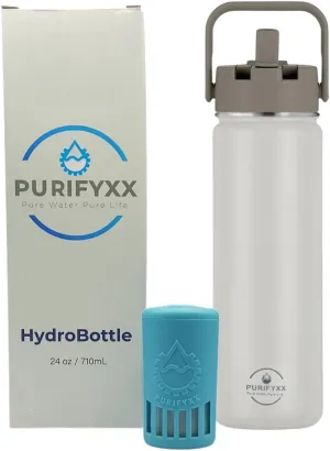 HydroBottle | Stainless Steel Filtered Water Bottle, 24 oz | BPA-Free, Removes Lead, Chlorine, Arsenic, VOCs | Filter Lasts 3 Months, Replaces 568 Plastic Bottles (Foam)