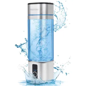Hydrogen Water Bottle, 6000ppb high Concentration Hydrogen Water, SPE/PEM Hydrogen Water Generator, Square ion Water Bottle, Anti-inflammatory, antioxidant, Best Gift 9.5 Ounces (Silver)