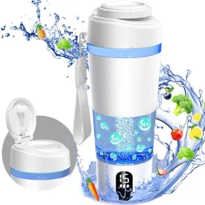 Hydrogen Water Bottle Generator Hydrogen Rich Infused Cup Portable Hydro Ionizer Machine with Chlorine-Free SPE/PEM, 22 Oz 650ml Large Capacity Plastic for Home Office Exercise, White