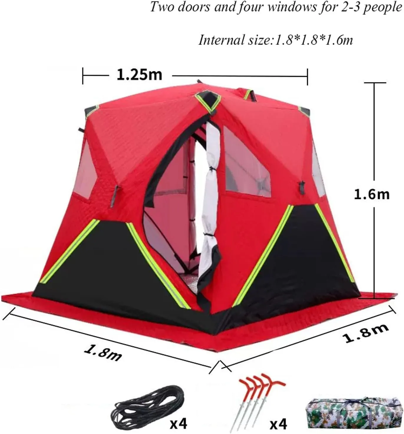 ice Fishing Tent ice Fishing shelter Insulated Portable Ice Fishing Tent for 2-3 People, Warm, Rainproof, Coldproof and Windproof(Color:3)