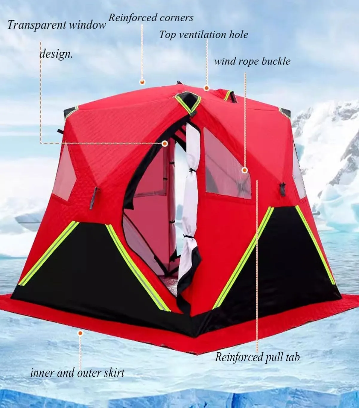ice Fishing Tent ice Fishing shelter Insulated Portable Ice Fishing Tent for 2-3 People, Warm, Rainproof, Coldproof and Windproof(Color:3)