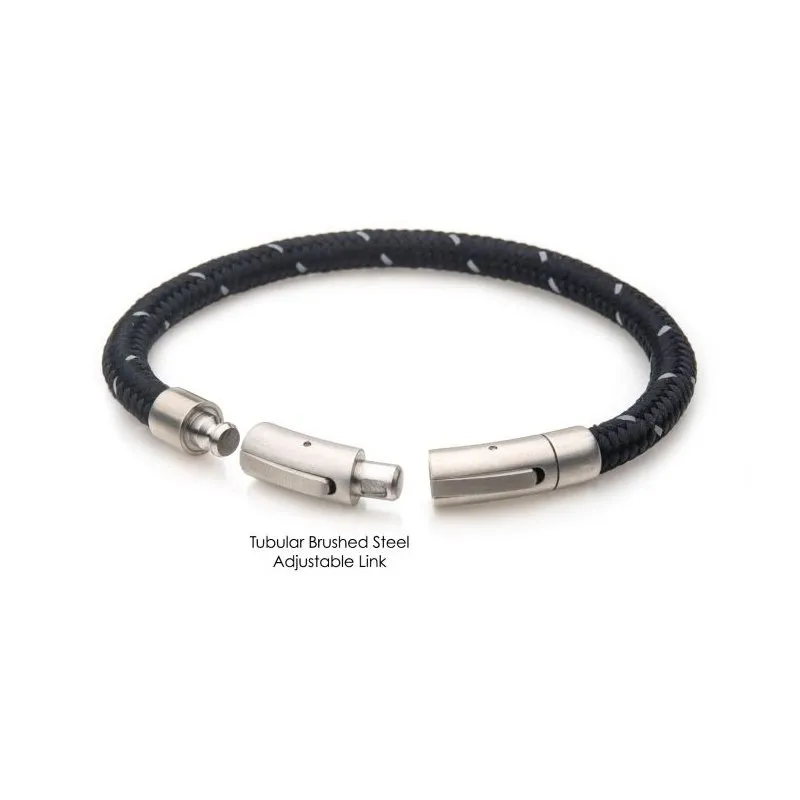 INOX Jewelry 6mm Black Reflective Nylon Cord Bracelet