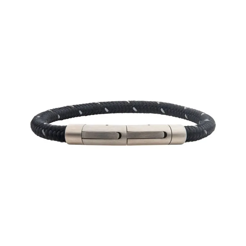 INOX Jewelry 6mm Black Reflective Nylon Cord Bracelet