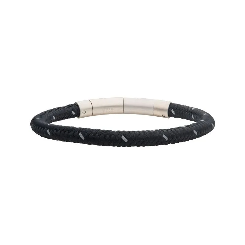 INOX Jewelry 6mm Black Reflective Nylon Cord Bracelet