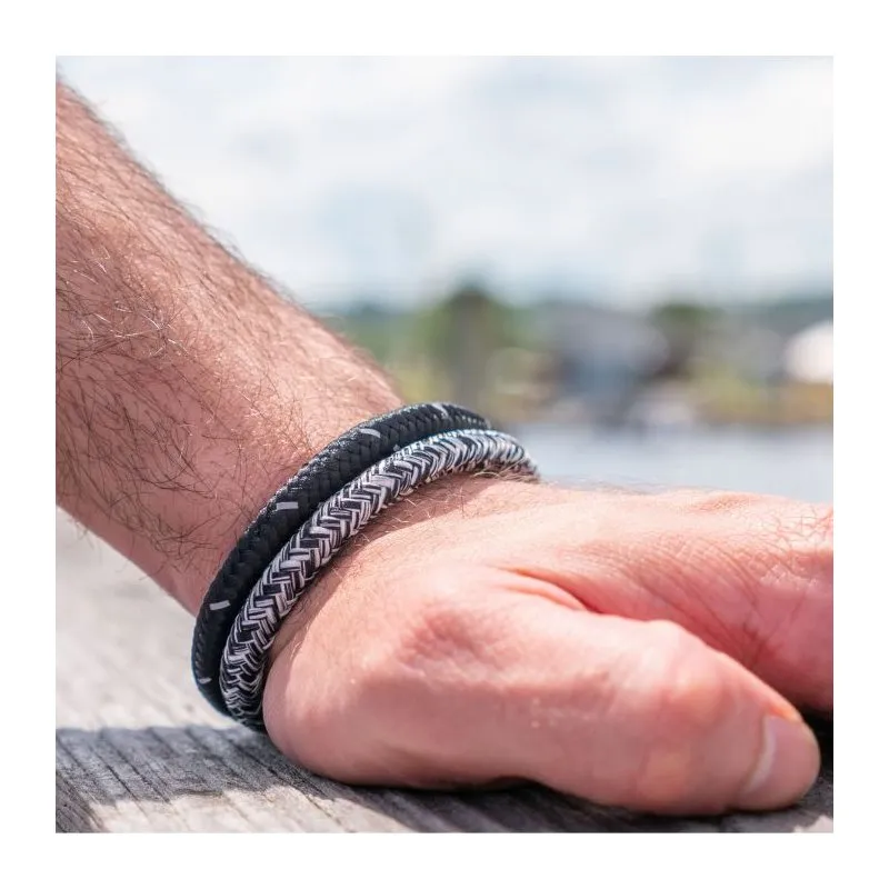 INOX Jewelry 6mm Black Reflective Nylon Cord Bracelet