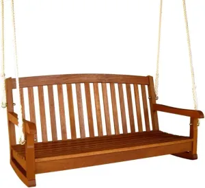 International Caravan Furniture Piece Royal Tahiti Curved Back Wood Two Seated Swing