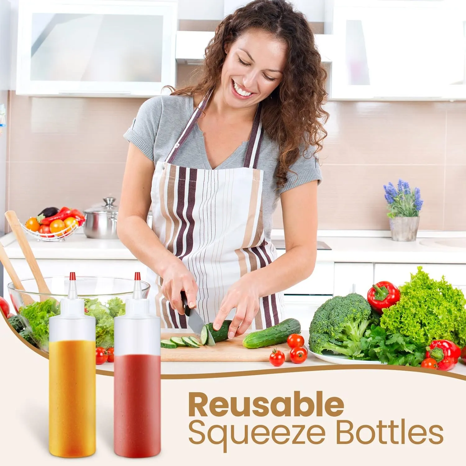 Irenare 30 Pack Plastic Condiment Squeeze Bottles for Sauces Empty Squirt Bottle with Top Cap for Condiment BBQ, Dressing, Paint, Workshop, Crafts(Red,16 oz)