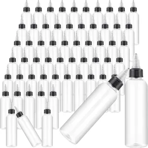 Irenare 50 Pcs 4 oz Plastic Squeeze Bottles Bulk Boston Dispensing Empty Hair Oil Bottles with 20/410 Twist Top Cap for Essential Oils, Hair Applicator, Liquids, Condiment Dispenser