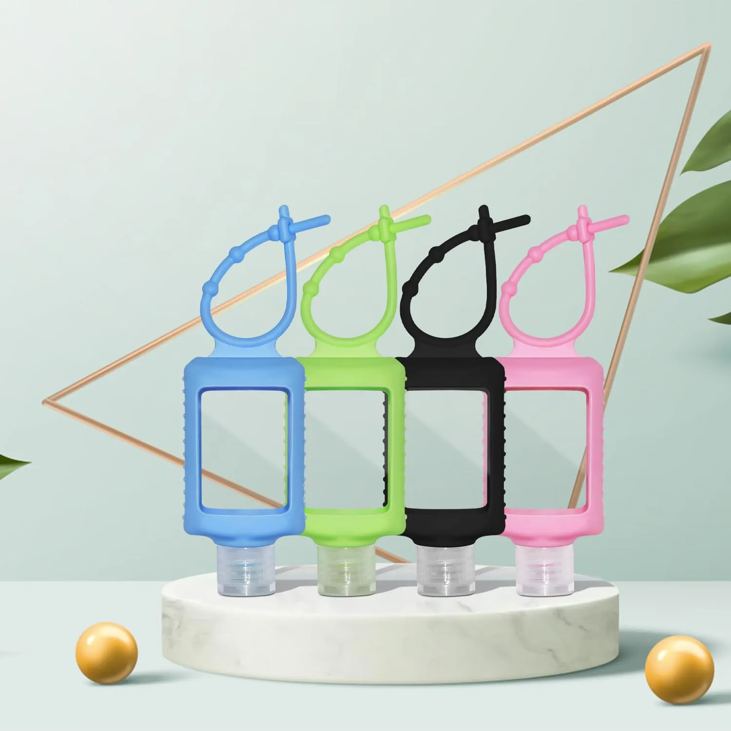JRINYE 8 Pack Travel Size Bottles with Silicone Keychain Empty Hand Sanitizer Holder Refillable Squeeze Containers Leakproof Flip Cap Plastic Bottles Travel Essentials for Backpack (60ml / 2oz)