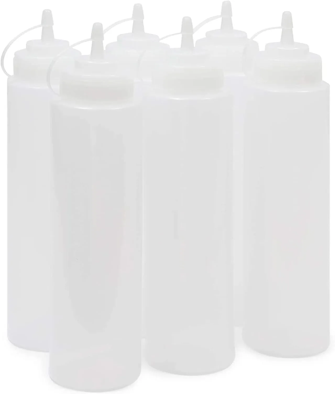 Juvale Plastic Condiment Squeeze Bottles (Clear, 29 oz, 6 Pack)
