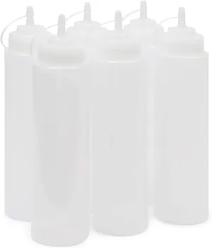 Juvale Plastic Condiment Squeeze Bottles (Clear, 29 oz, 6 Pack)