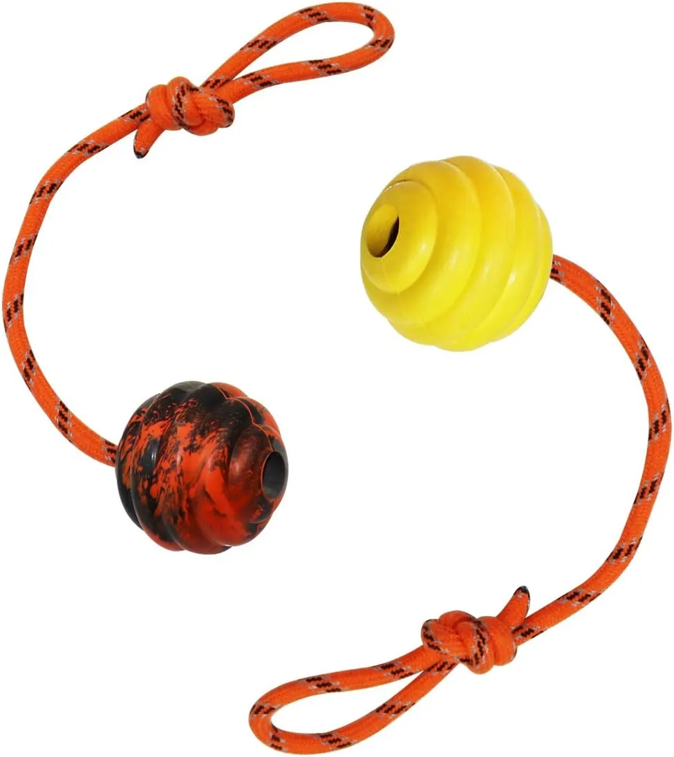 K9 Training Ball with Rope, Exercise and Reward Toy for Dogs - Indestructible Dog Toy Ball with Handle for Training Pull, Throw, Tug - Belgian Malinois Gifts