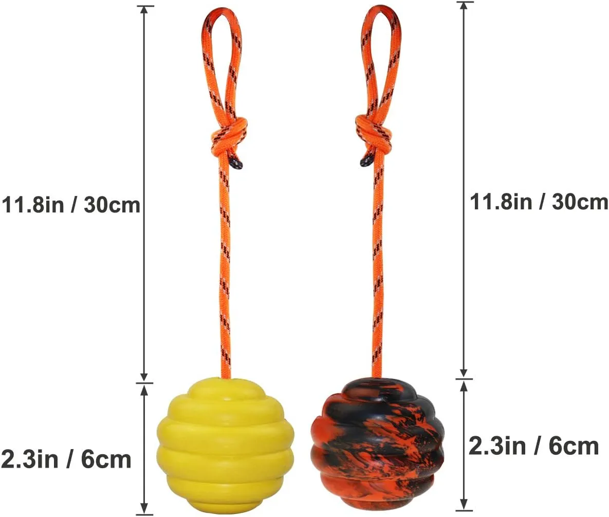 K9 Training Ball with Rope, Exercise and Reward Toy for Dogs - Indestructible Dog Toy Ball with Handle for Training Pull, Throw, Tug - Belgian Malinois Gifts