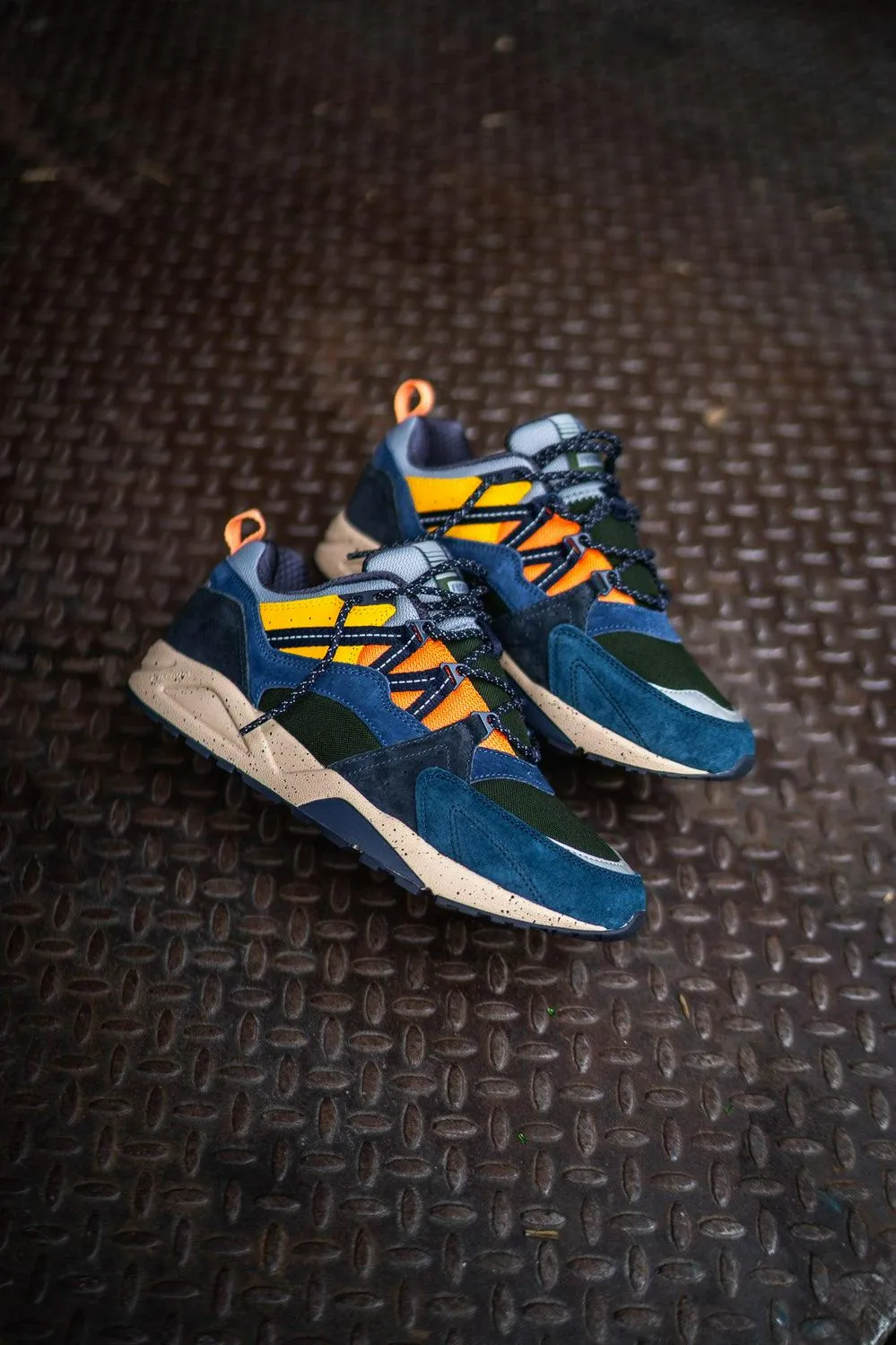 Karhu Fusion 2.0 True Navy Night Sky Blue Olive Green Orange White Shoe Sneaker