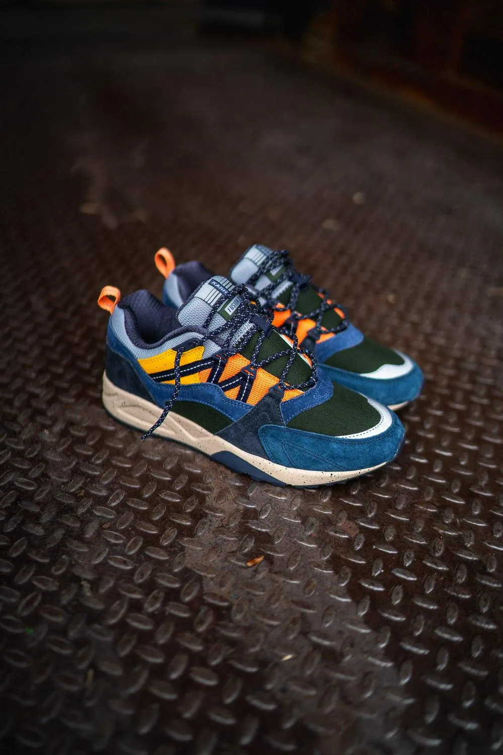 Karhu Fusion 2.0 True Navy Night Sky Blue Olive Green Orange White Shoe Sneaker