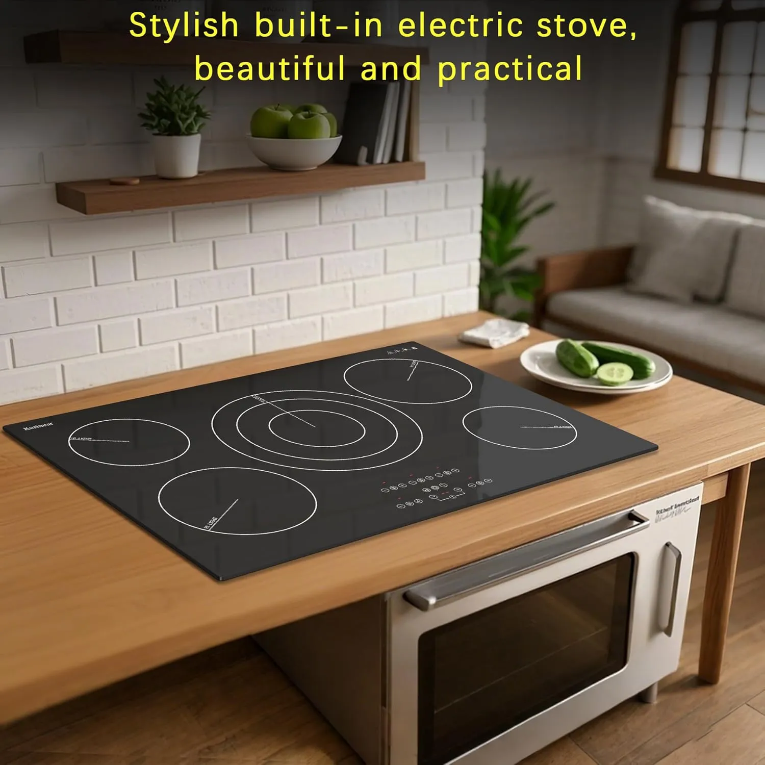 Karinear Electric Cooktop 30 Inch, Upgrade Sensor Touch 5 Burners Electric Stove Top, Built-in Ceramic Cooktop, Pause, Timer, Safety Lock, Triple Ring Expandable Burner,9000W, 220V