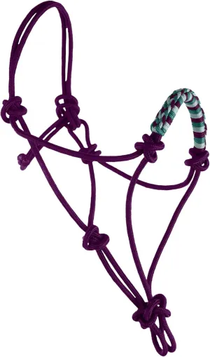 Kensington Clinician Rope Halter - Horse Halter with Tri-Colored Braided Noseband and Snug Fit