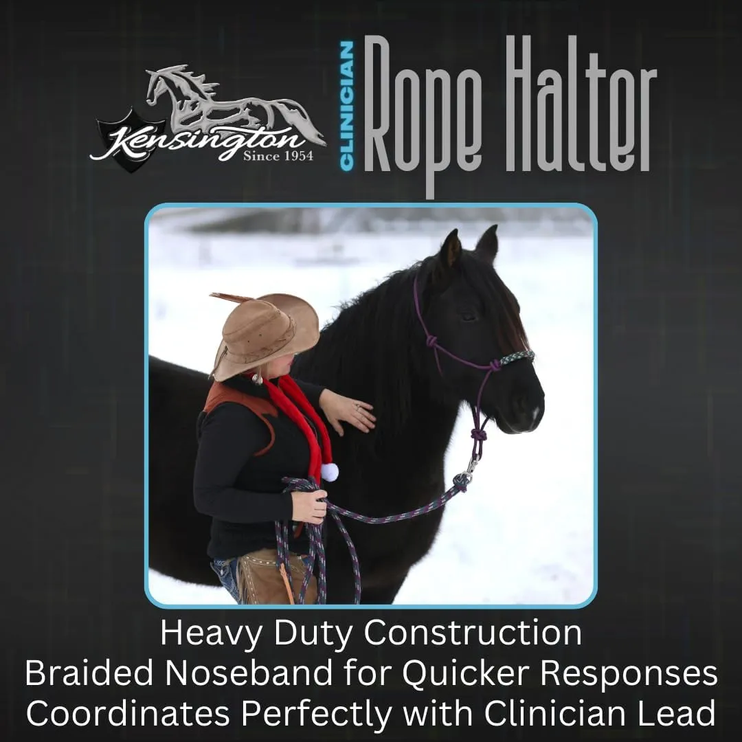 Kensington Clinician Rope Halter - Horse Halter with Tri-Colored Braided Noseband and Snug Fit