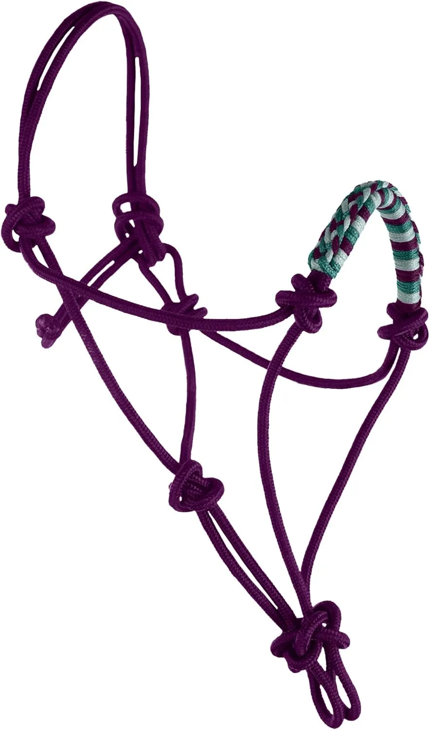 Kensington Clinician Rope Halter - Horse Halter with Tri-Colored Braided Noseband and Snug Fit