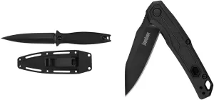 Kershaw Secret Agent (4007); Concealable Boot Knife with Strong Single Edge 4.4 Inch 8Cr13MoV Steel Blade; Arrives with Dual Carry Molded Sheath and Stealthy Non-Reflective Black Oxide Finish, 3 OZ