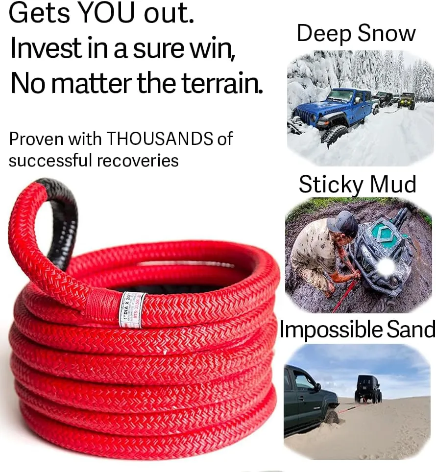 Kinetic Recovery Rope Made in The USA, 7/8 x 30 Tow Rope for Truck Heavy Duty, Kinetic Tow Rope and Kits, Recovery Straps for Truck,Heavy Duty Kinetic Recovery Strap kit